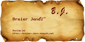 Breier Jenő névjegykártya